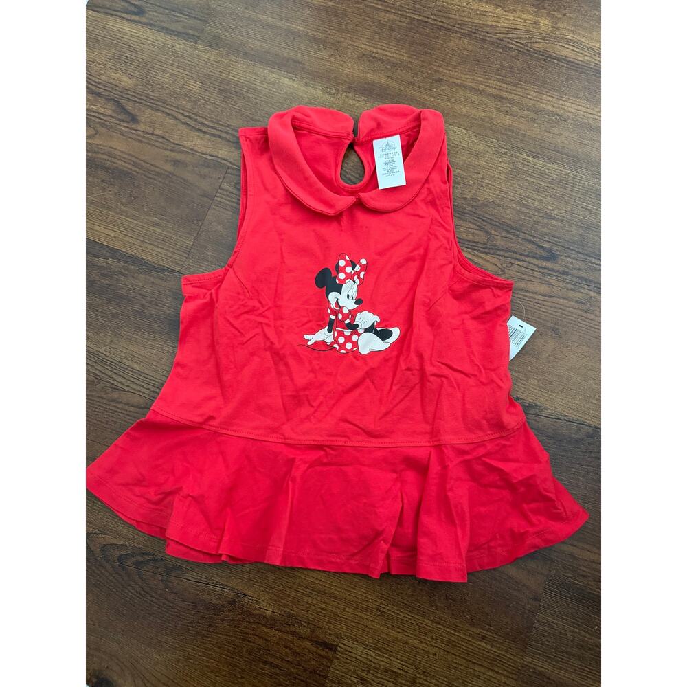 DISNEY MINNIE SLEEVELESS PEPLUM RUFFLE TOP KIDS SIZE MEDIUM NWT